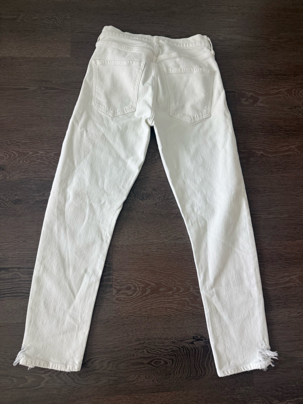 Agolde Women's White Ankle Crop Jeans with Raw Hem